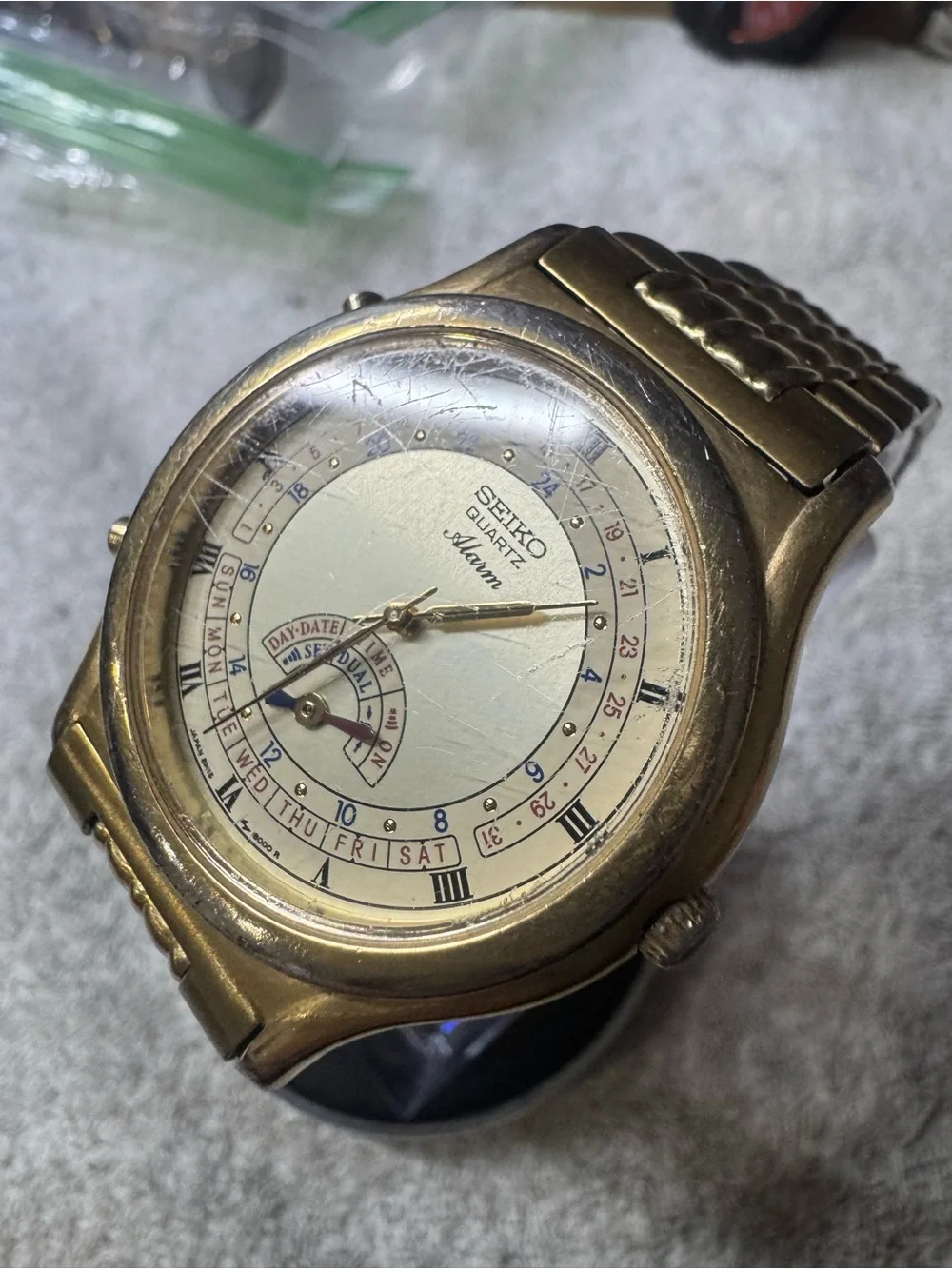 Seiko Gold and Cream Analog Alarm Watch